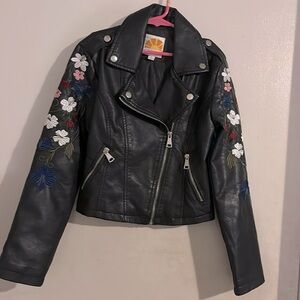 Embroidered Black Kids Jacket
